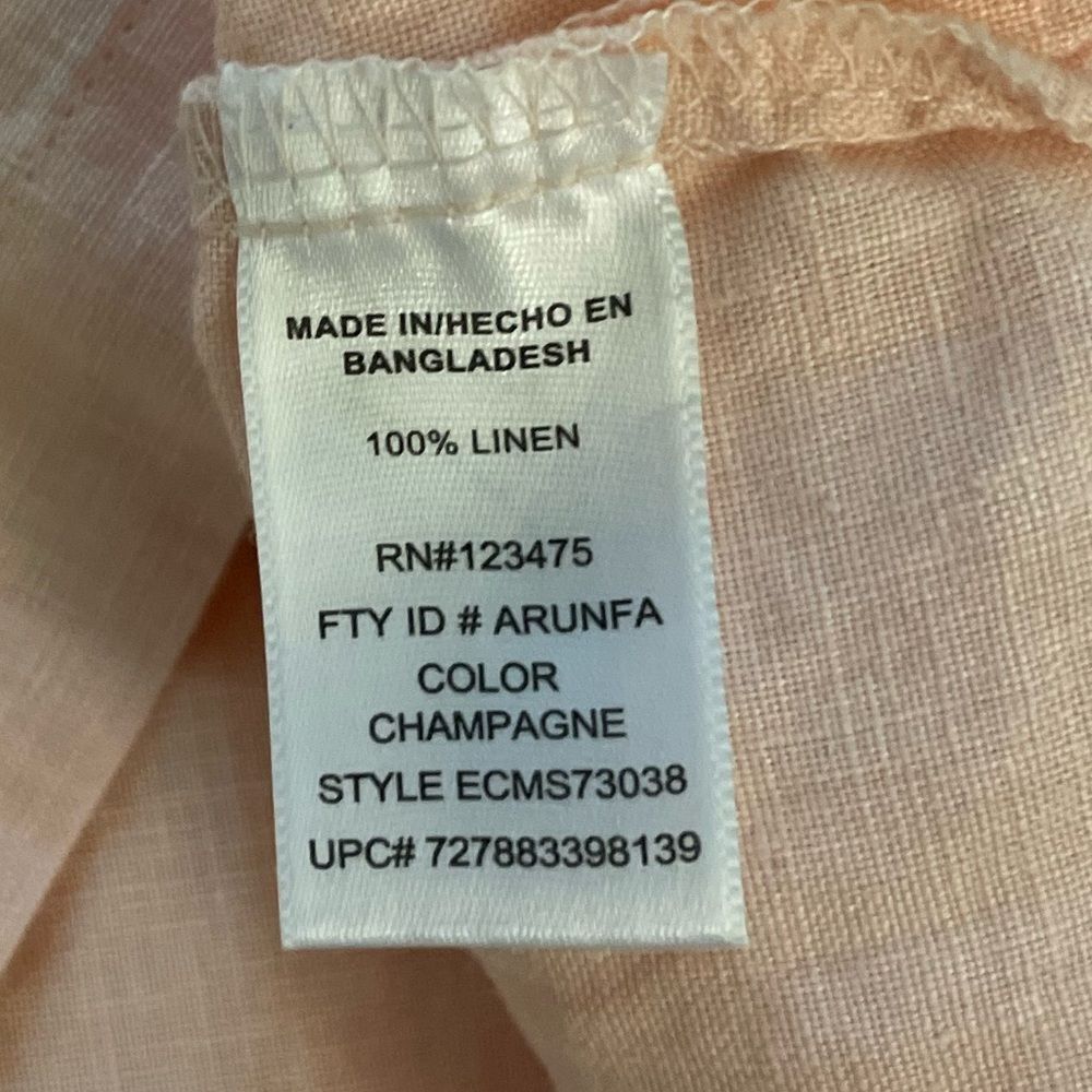 Ellen Tracy Peach Linen Blouse Size Large - Picture 4 of 6